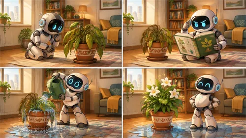 Robot and Houseplant Comic GPT Image 2.5 output