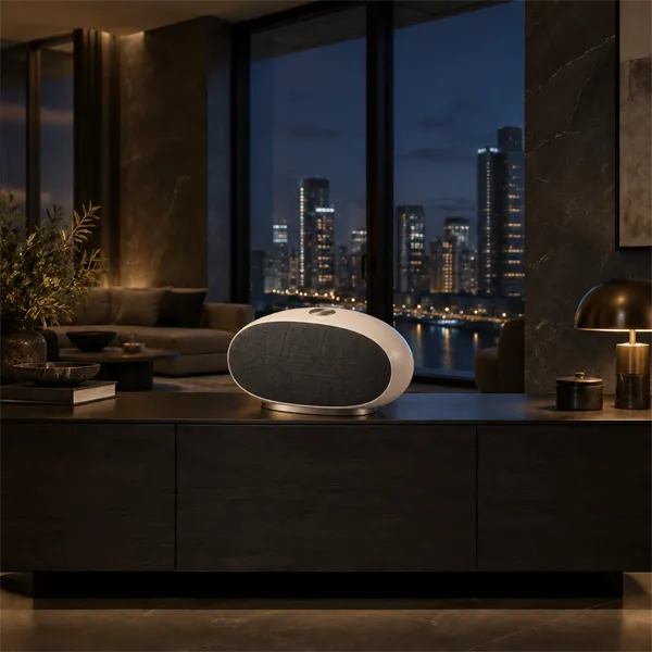 Sculptural Speaker Penthouse Campaign generated with GPT Image 2.5 Sunburst